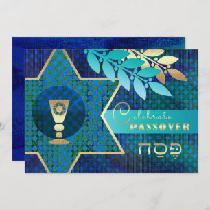 Star of David and Kiddush Cup Passover Seder Invitation