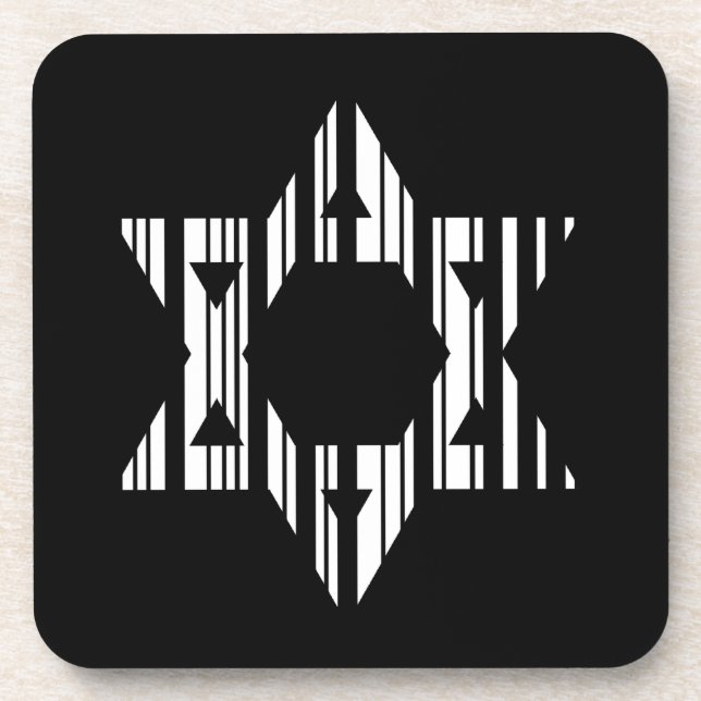 STAR OF DAVID BAR CODE Judaism Pattern Design Coaster (Front)