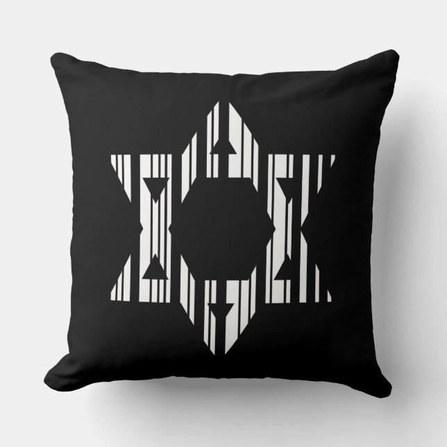 STAR OF DAVID BAR CODE Judaism Pattern Design Cushion (Front)