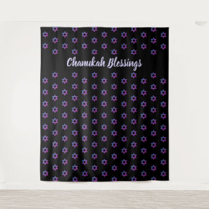 STAR OF DAVID   Black   CHANUKAH Backdrop Tapestry