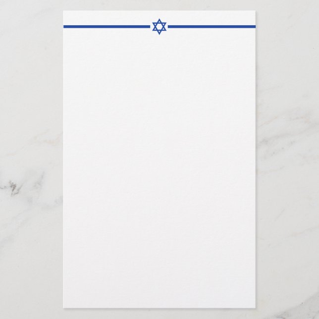 Star of David Blue 5.5 By 8.5 Inch Half Letter Stationery (Front)