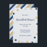 Star of David | Blue and Gold  Hanukkah Dinner Invitation<br><div class="desc">Cute Hanukkah Blue Star of David Pattern</div>