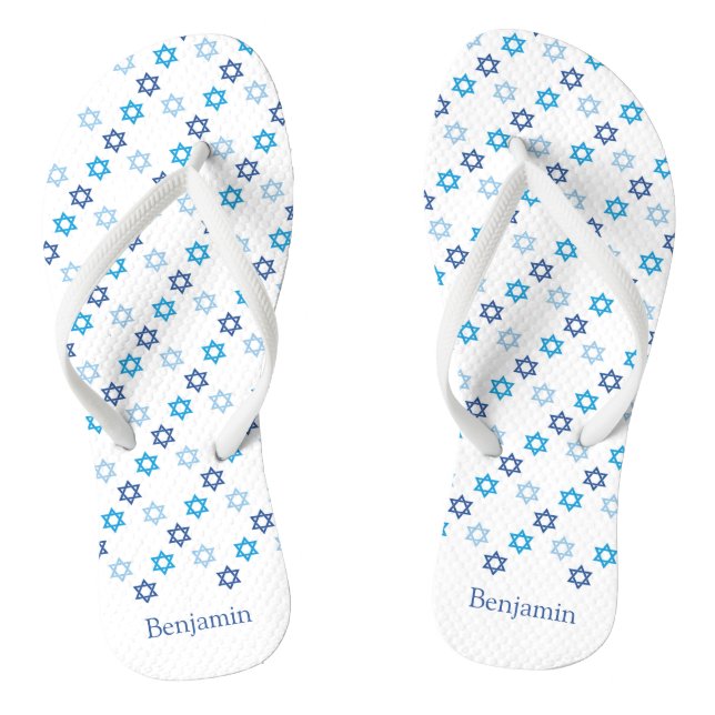 Star of David Blue and White Jandals (Footbed)
