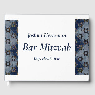 Star of David Blue Grey Bar Mitzvah Mazel Tov Guest Book