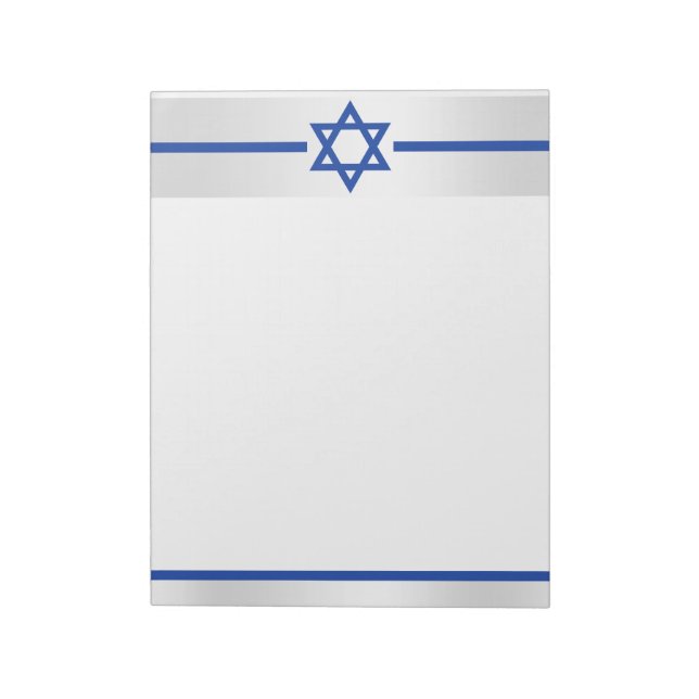 Star of David Blue White Satin Customisable Notepad (Rotated)