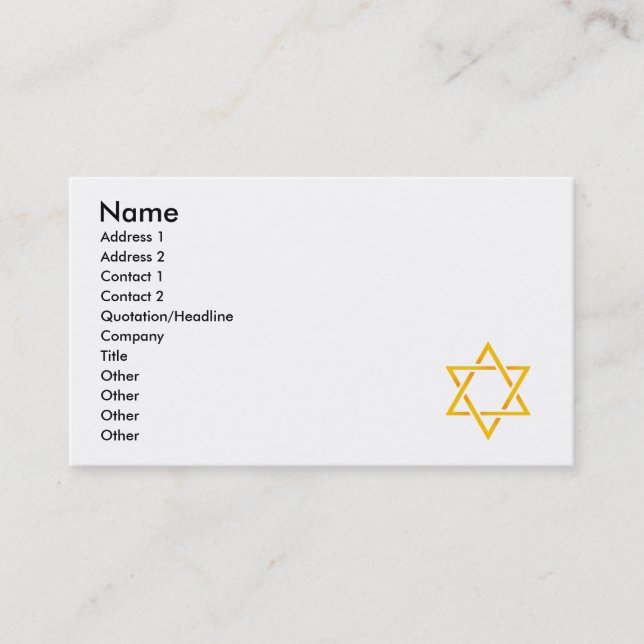 Star of David Business Card (Front)