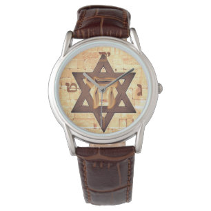 Star of David Chai Hebrew Wailing Wall Men's Watch