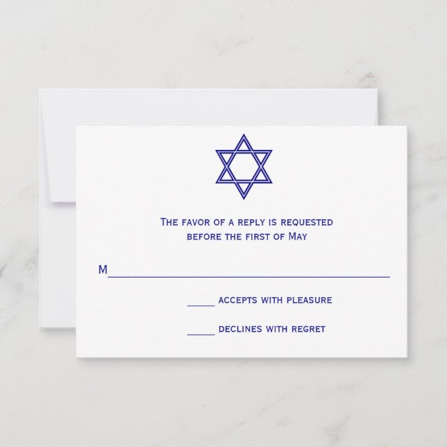 Star of David Chevron Bat Mitzvah RSVP Card (Front)