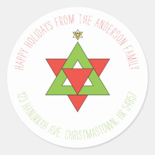 Star of David Christmas Tree Classic Round Sticker