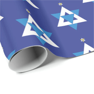 Star of David Christmas Tree Wrapping Paper