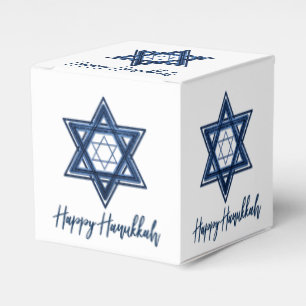 Star of David   Classic Blue Modern Happy Hanukkah Favour Box