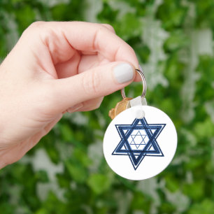 Star of David Classic Blue Modern Minimalist Key Ring