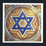 Star of David, Coined Luncheon Paper Napkins<br><div class="desc">Blue Star of David with a faux gold and silver background coined luncheon paper napkins matches the 7" and 9" round paper plates, the 7" paper bowl, paper cups, and the coined paper cocktail napkins. Use for Hanukkah but also for Passover, Rosh Hashanah, Bar Mitzvahs, Bat Mitzvahs, and other events....</div>