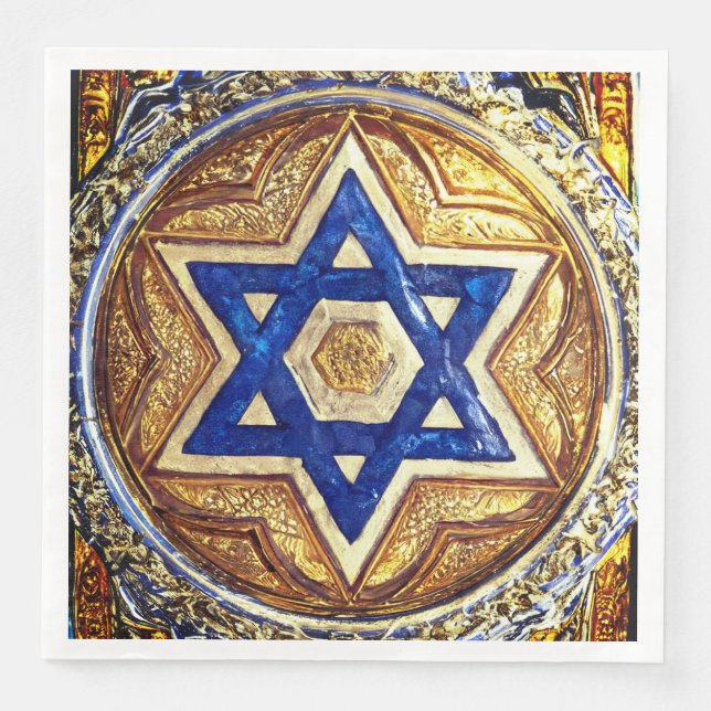 Star of David, Coined Luncheon Paper Napkins (Front)