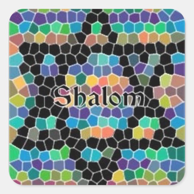 Star of David-Colourful Mosaic-Shalom Square Sticker (Front)