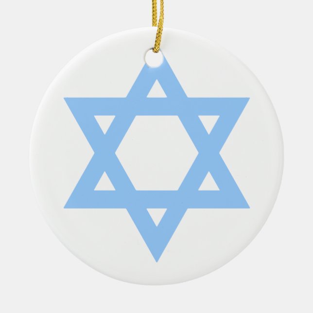 Star of David Customised Hanukkah Christmas Tree Ceramic Tree Decoration (Front)