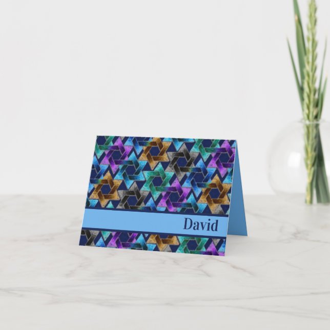 Star of David Damask Thank You Card (Front)
