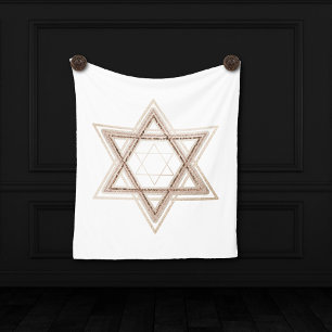 Star of David Elegant Gold and White Modern Fleece Blanket