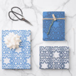 Star of David Floral Hanukkah Set Wrapping Paper Sheet<br><div class="desc">This gift wrap set features a hand drawn floral Star of David pattern in variations of blue and white.</div>