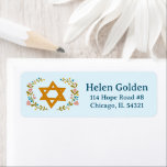 Star of David Floral Jewish Return Address<br><div class="desc">Hand drawn star and florals by me for you. Great for a bat mitzvah or Jewish wedding or Hanukkah or other event. For more designs and colours check my shop! Or let me know if you'd like something custom.  Ask if you don't find what you need! :)</div>