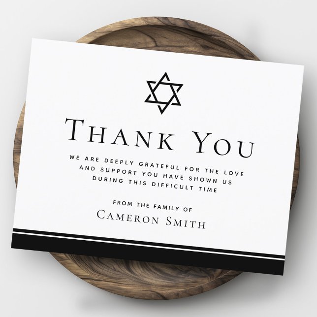 Star of David funeral sympathy thank you card (Star of David funeral sympathy thank you card)