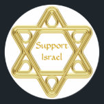 Star of David Gold Classic Round Sticker<br><div class="desc">Show your pride in your Jewish heritage and your support of Israel with this stylised Star of David gold design. This design is fully customisable add your own background colour and change the text.</div>