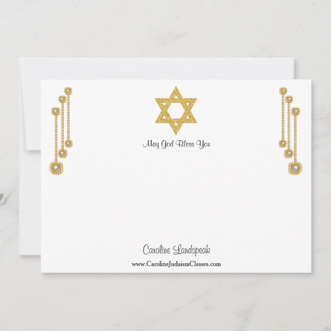 Star of David Gold Glitter for Judaism Classes Card (Front)