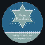 Star of David Hanukkah Gift Message Sticker<br><div class="desc">Today's Best Award - October 7, 2010 A Star of David outlined by white dotts serves as a frame for your holiday personal message. What a great Hanukkah sticker to place on gifts for your child's teacher, the mailman, doorman or delivery person. Available in alternate colours with matching photo cards,...</div>