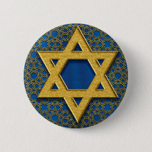Star of David, Hanukkah Pattern Holiday Gift 6 Cm Round Badge