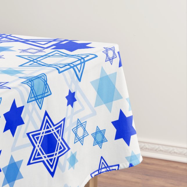 Star of David Hanukkah Pattern Tablecloth (In Situ)