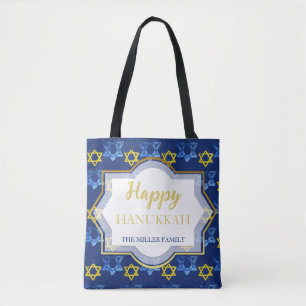 Star Of David Happy Hanukkah Watercolour Tote Bag