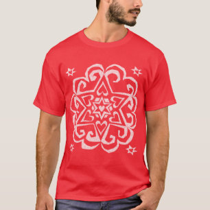 Star of David Heart Mandala White Ink T-Shirt