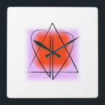 Star of David/Heart Wall Clock<br><div class="desc">This Star of David/Heart Wall Clock features a clean,  modern Star of David/ Heart design in black,  red and lavender-pink,  and is numberless.  Makes a nice gift item for someone you love,  or as a gift for yourself.</div>