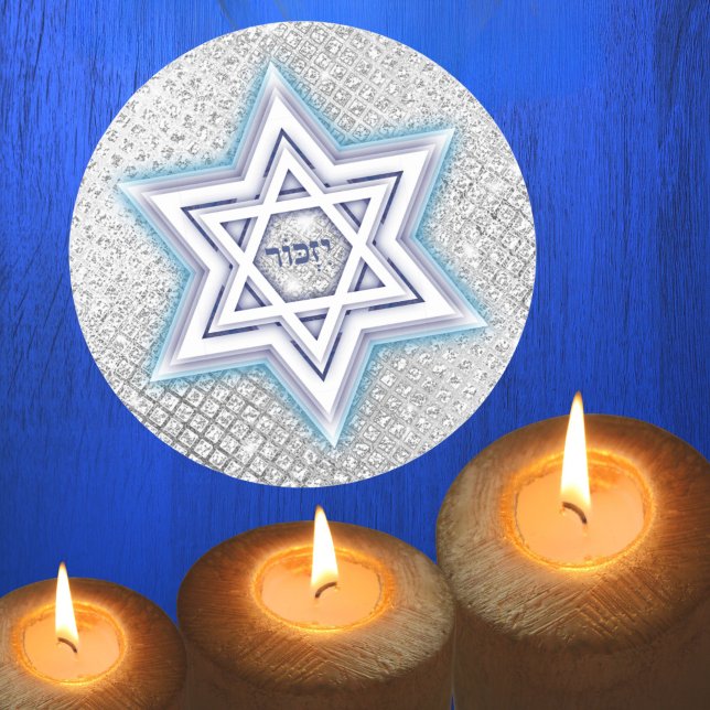 Star of David Hebrew Yizkor Jewish Memorial  Classic Round Sticker (Creator Uploaded)