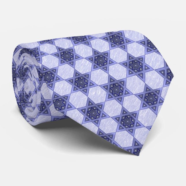 Star of David in Dusty Blues Tie (Rolled)