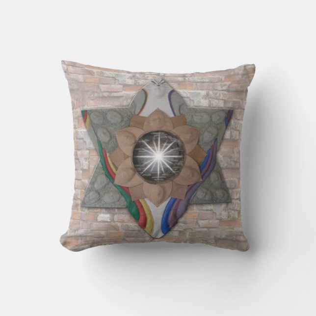 'Star of David' in leather and suede Cushion (Front)