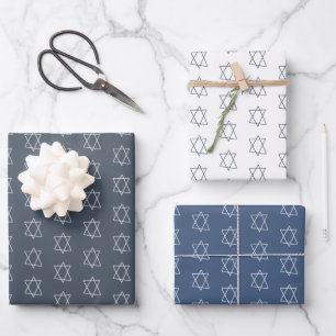 Star of David Jewish Bar Mitzvah Hanukkah Simple Wrapping Paper Sheet