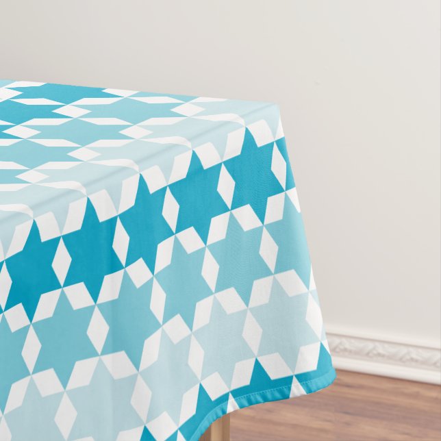 Star of David Jewish Holiday Tablecloth - White (In Situ)