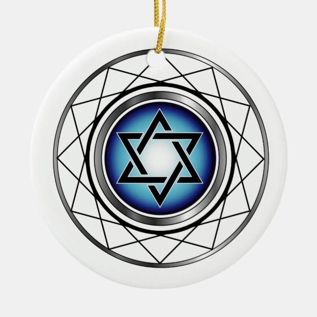 Star of David- Jewish religious symbol Ceramic Tree Decoration (Front)