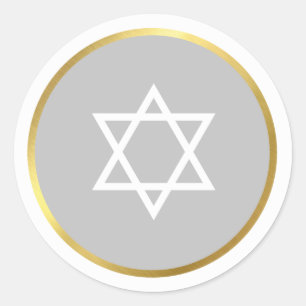 STAR OF DAVID jewish spot circle grey Classic Round Sticker