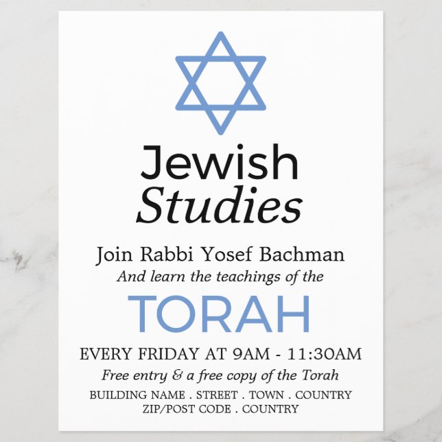 Star Of David, Judaism, Jewish Studies Advertising Flyer (Front)