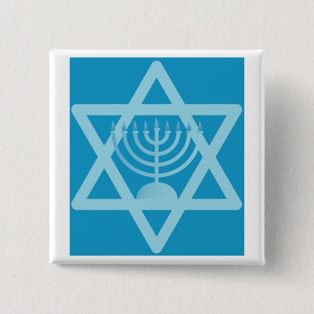 Star of David Menorah 15 Cm Square Badge (Front)