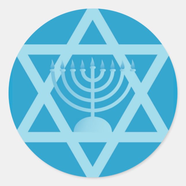 Star of David Menorah Classic Round Sticker (Front)