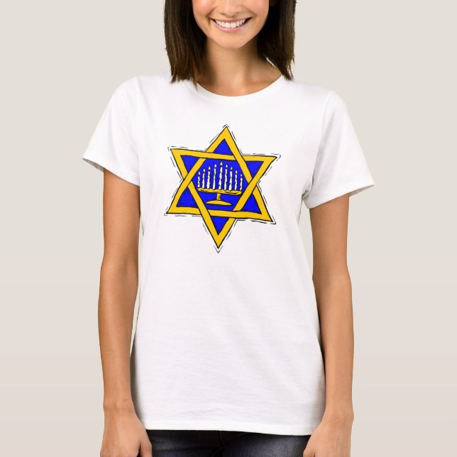 Star of David & Menorah T-Shirt (Front)