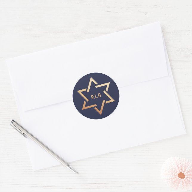 Star of David Monogram Classic Round Sticker (Envelope)