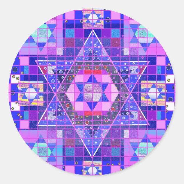 Star of David mosaic Classic Round Sticker (Front)