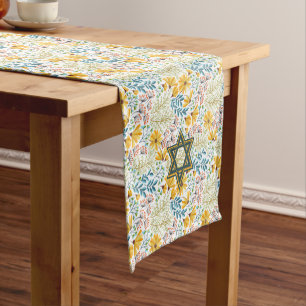 Star of David on Spring Flowers Short Table Runner