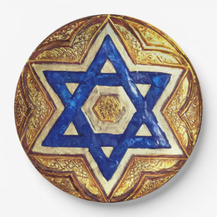 Star of David Paper Plates, 9" Round Paper Plate