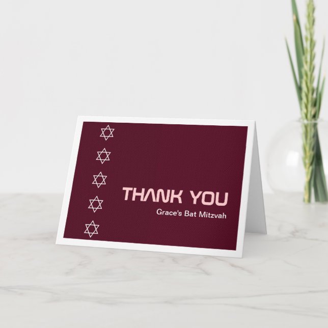 Star of David Pattern Bat Mitzvah Card (Front)