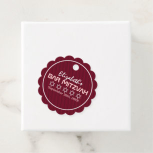Star of David Pattern Bat Mitzvah Favour Tags